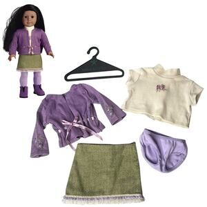 American Girl Today Go Anywhere Outfit SKIRT TOP SWEATER Purple PANTIES Hanger